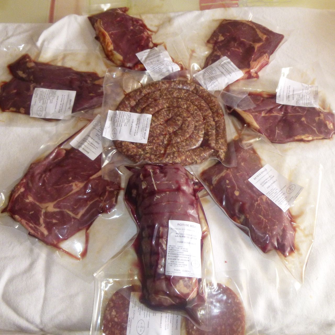 viande bovine sous vide en vente directe à la ferme de la tour rouge